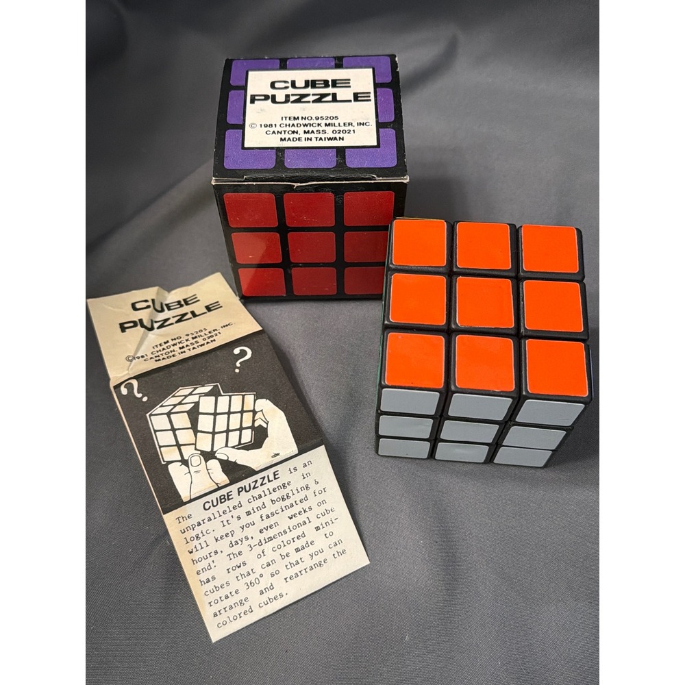 Vintage 1981 Chadwick Miller Cube Puzzle 3x3 Retro Toy with Original Box 95205